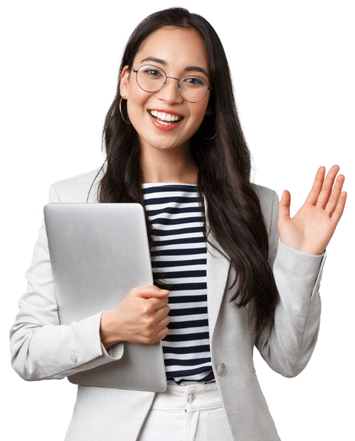 business finance employment female successful entrepreneurs concept friendly smiling office manager greeting new coworker businesswoman welcome clients with hand wave hold laptop e1706870975512 | IntesaHR